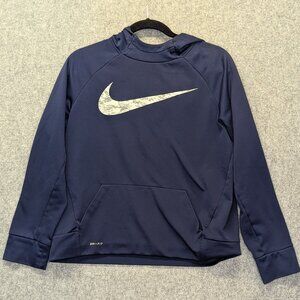 Nike Kids Youth XL Blue Pullover Hoodie Fleece Hooded Sweatshirt Logo Dri-Fit